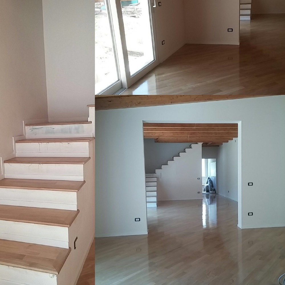 Oak wood parquet and staircase in Bologna